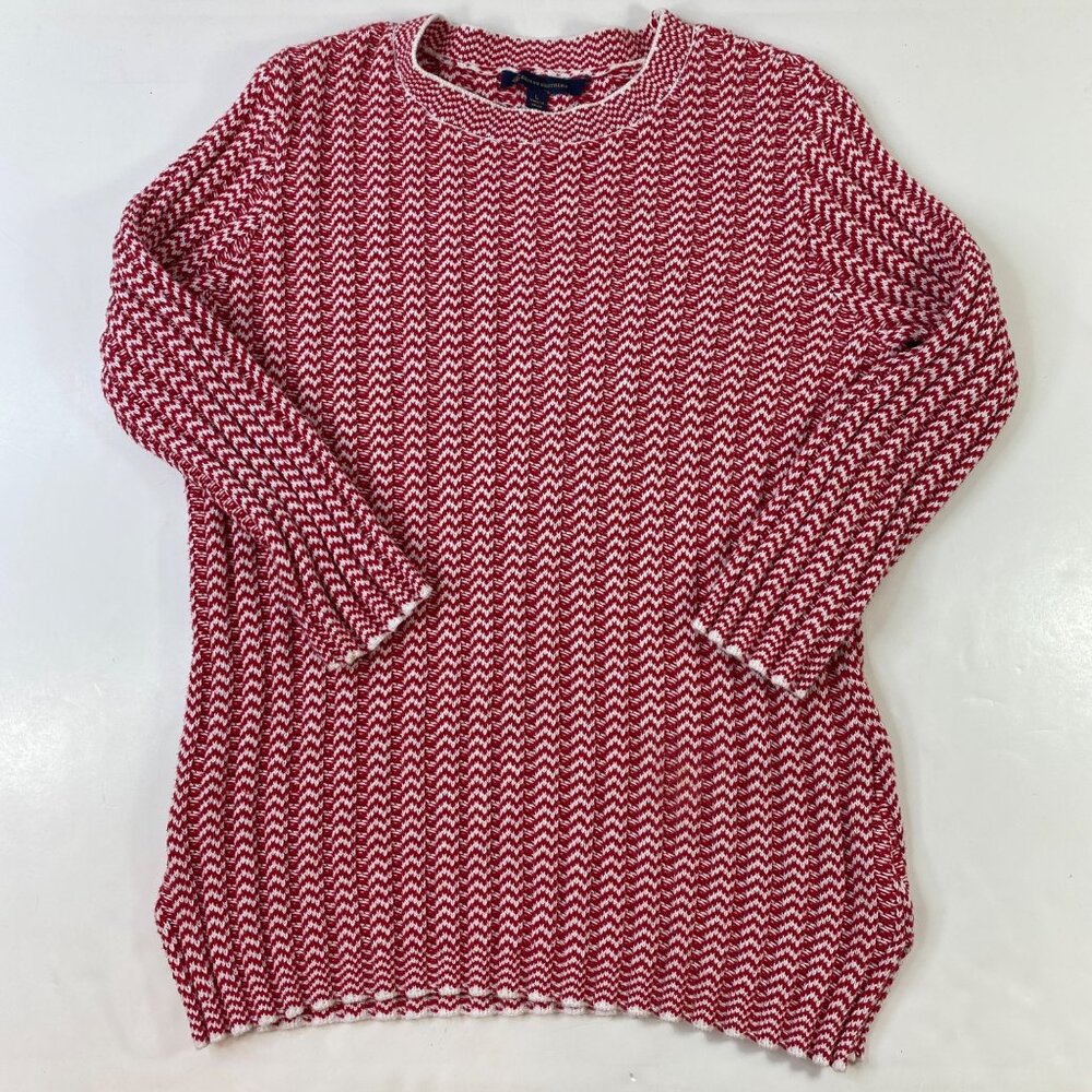 Brooks Brothers Red White Chevron Pattern Knit Sweater Size Large